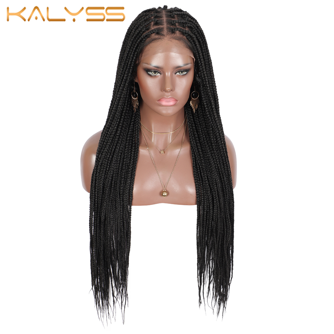 Kalyss 30 Inches Knotless Braids Lace Front Wigs W..